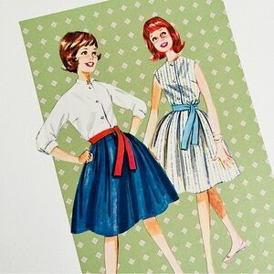 Vintage MCM Sewing Pattern Book Original 8x10 Collage Girls + Sashes